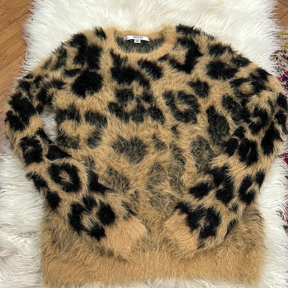 Leopard faux fur sweater